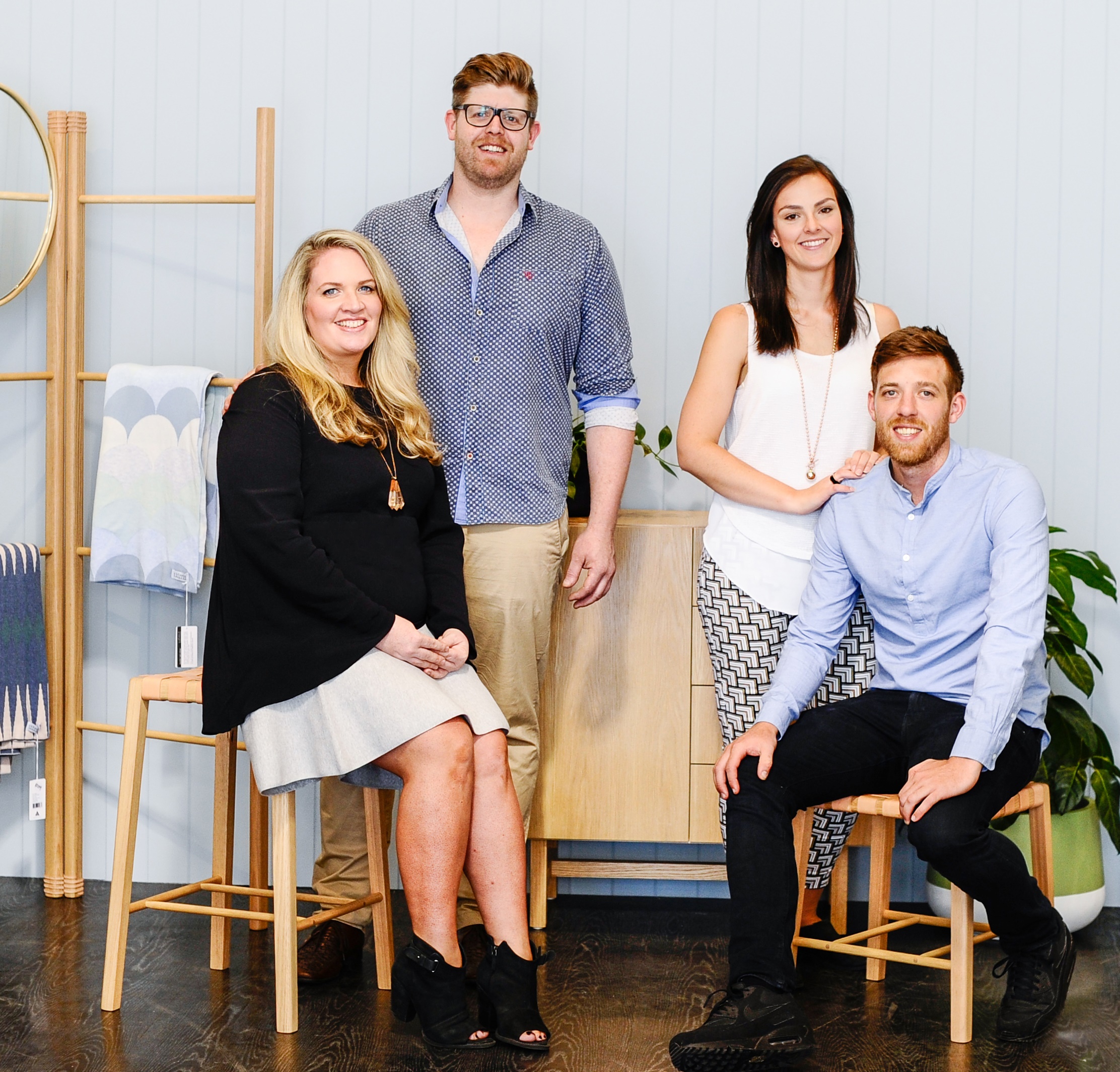 The creative duo's behind the Makers Collective Pop Up : Lucy Grant and Adam Brislin from Beeline Design and Antonia Monongiello and Ian Anderson from Felix Furniture. Image credit : Haley Kigbo