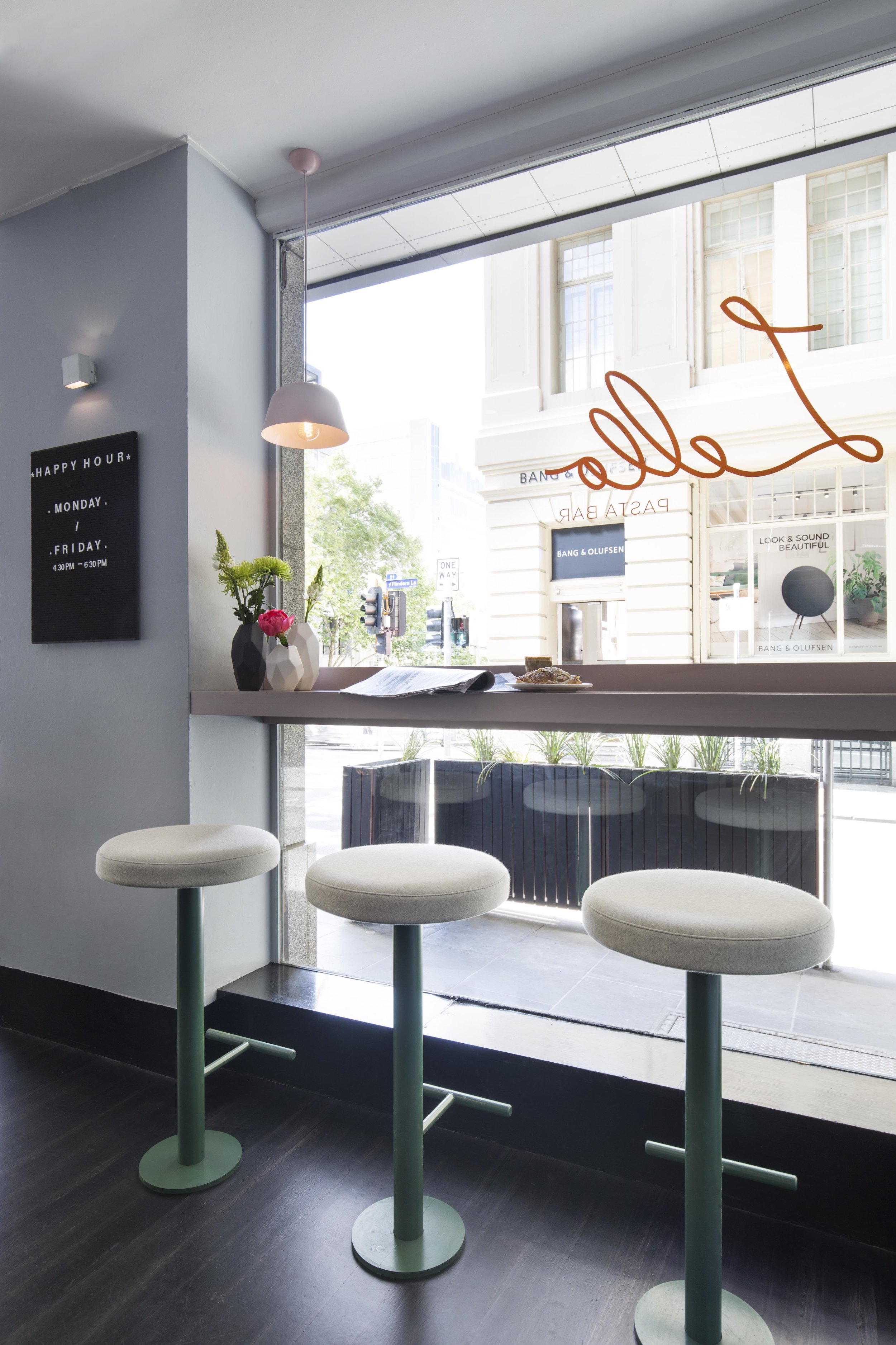 The Retreat Stylist, Maitland Street Interiors, Sarah Elshaug, Interior Decorator Melbourne, Interior Stylist Melbourne, Lello Pasta Bar, Commercial Interior, Cafe Interior