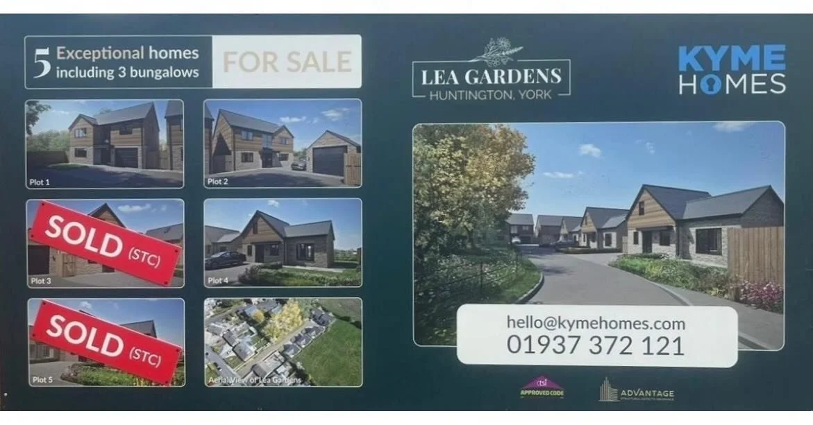 Sales are going really well at our site in York. Only 1 bungalow and 2 houses remaining.