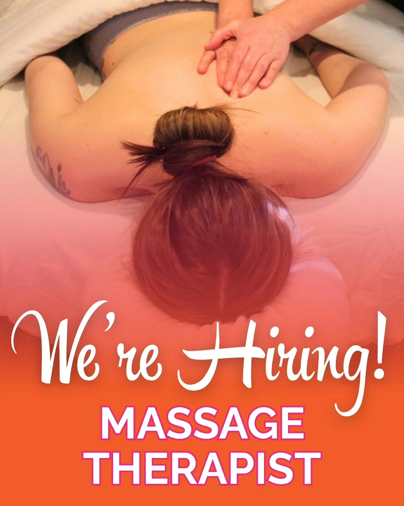 One spot available on our exceptional Massage Team - could it be yours? 

With an entire team dedicated to marketing and maximizing the schedule, you can count on full books, year round. Do what you love and leave the rest to us. 

If you&rsquo;re a 