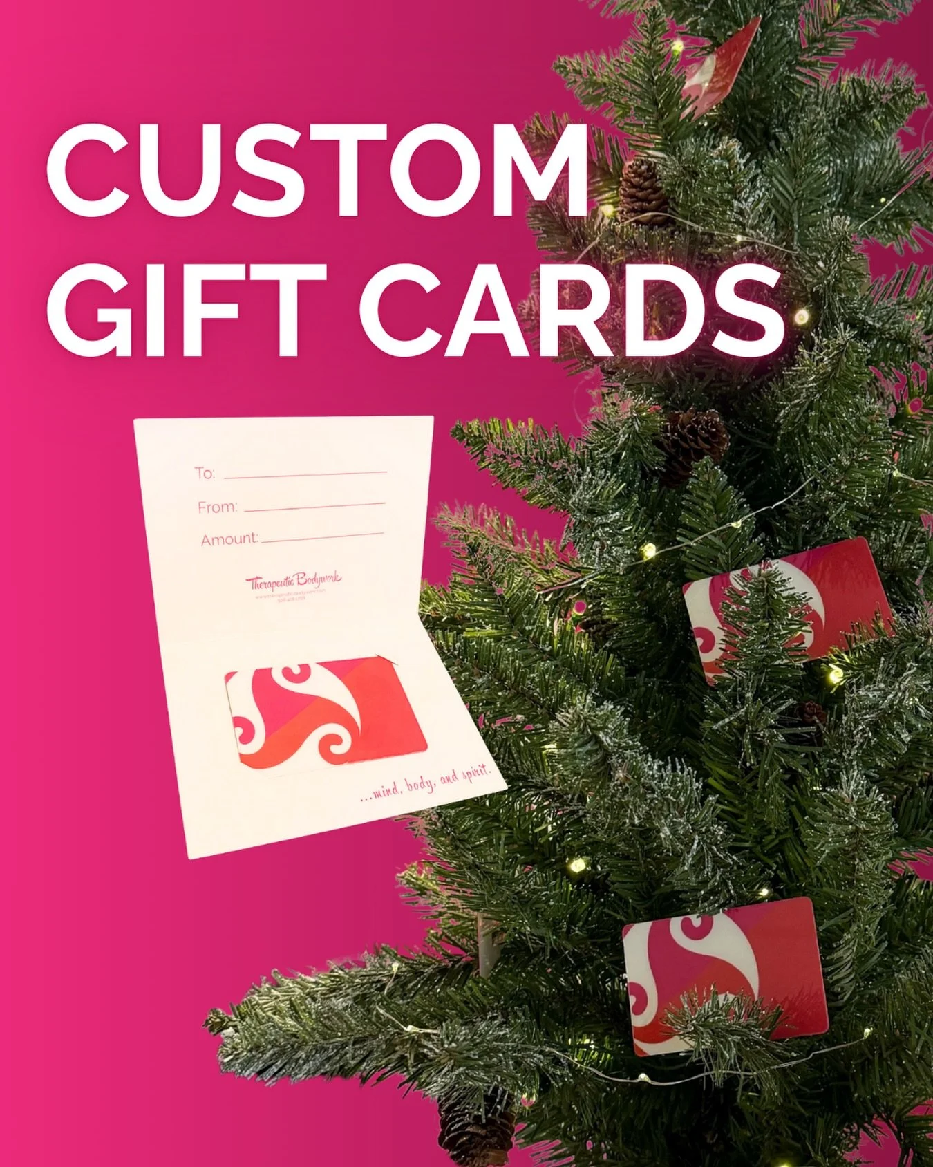 Get anyone and everyone on your list the gift card that will actually get used! 

Our custom gift cards are available in any denomination and can be used for any service as well as Wellness Shop products. 

Available for purchase online or come on in