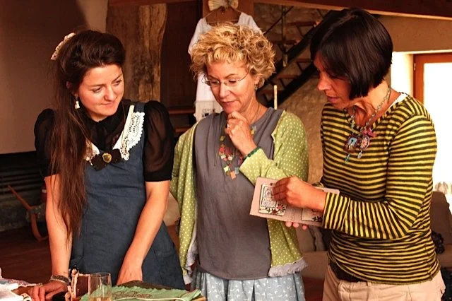  Guests working together during a creative workshop at Les Soeurs Anglaises
