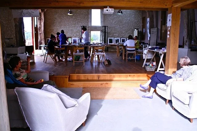 Guests working together during a creative workshop at Les Soeurs Anglaises