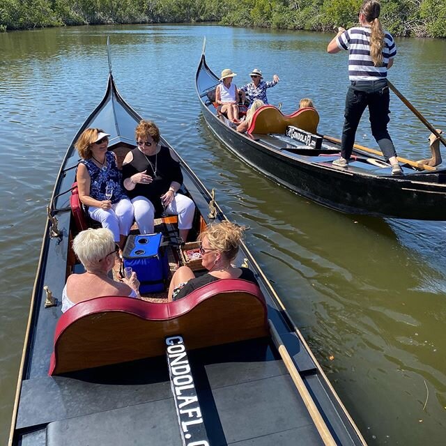 We haven&rsquo;t done a lot of double trips so far down here in #naplesflorida , but we did have this spectacular group of ladies from the #naplesnewcomers join Giuliana and I on board the other day. We can hold up to 12 passengers total, 6 per gondo