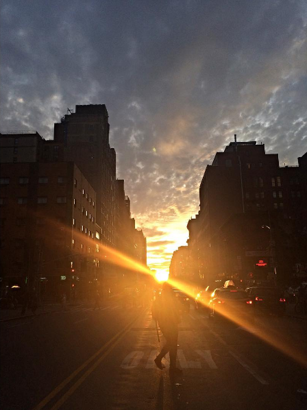Campus Rep Sara V. got this stunning shot of #Manhattanhenge: finding enjoyment in both NYC and the beautiful sunset!