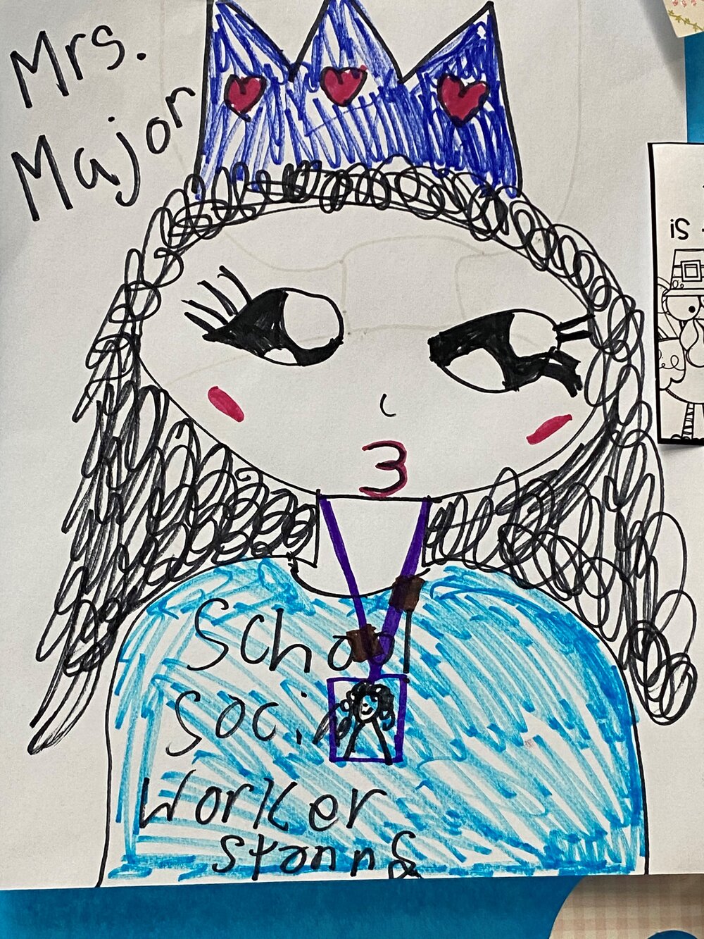 Mrs. Majors, depicted by a student