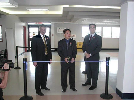 Cutting the ribbon for the Cruise Ship Terminal with Mayor Lowe and Michael Cormier