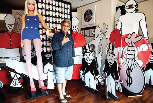Michael in his studio amongst his creations.