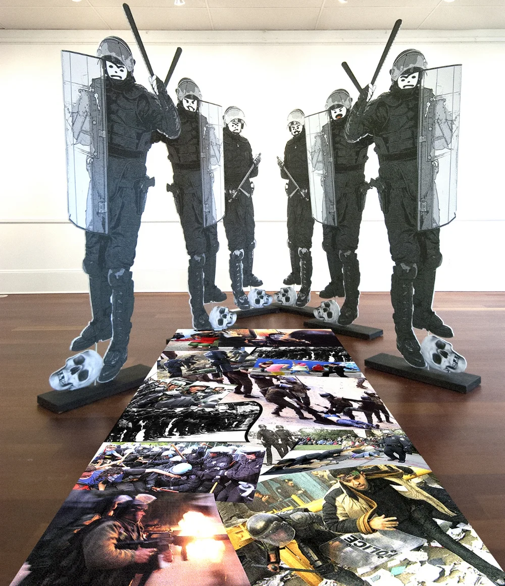 Excessive Force - Installation Mixed Media Figures 76 x 32" each