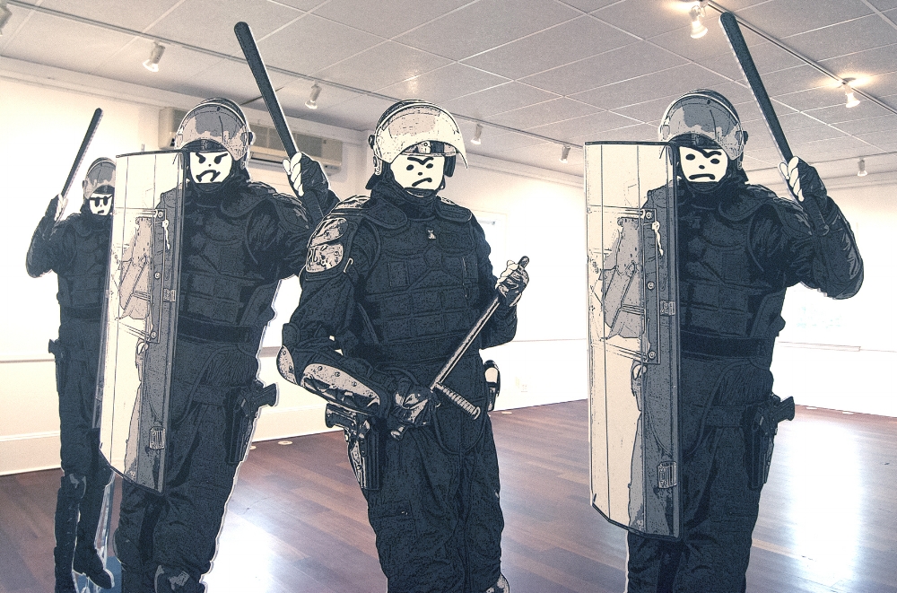 DETAIL - Excessive Force - Installation Mixed Media Figures 76 x 32" each