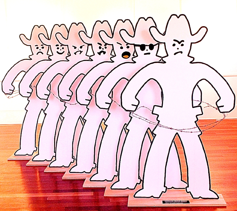 Cowboy Wall 70 x 43 x 5" Archival Print and Mixed Media