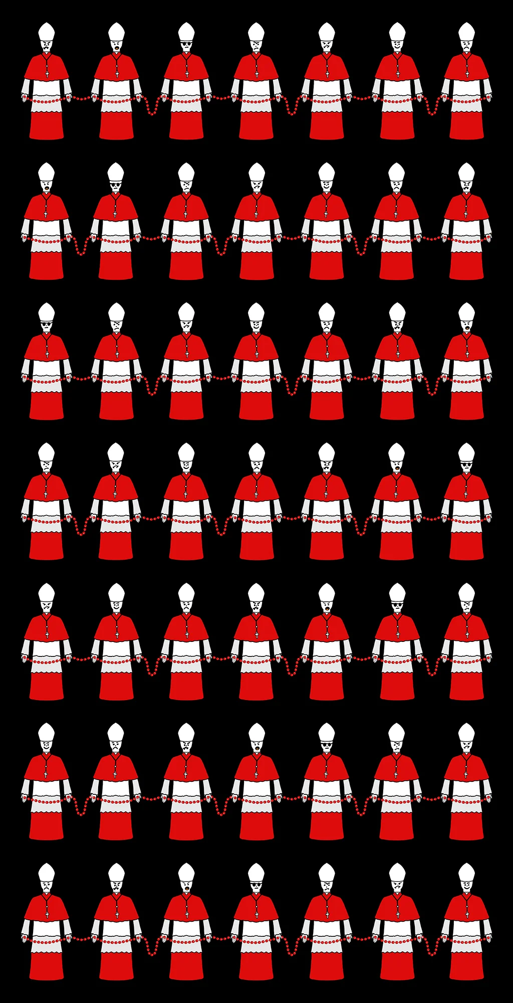 Marching Cardinals - Black 88 x 44" Archival Ink on Canvas