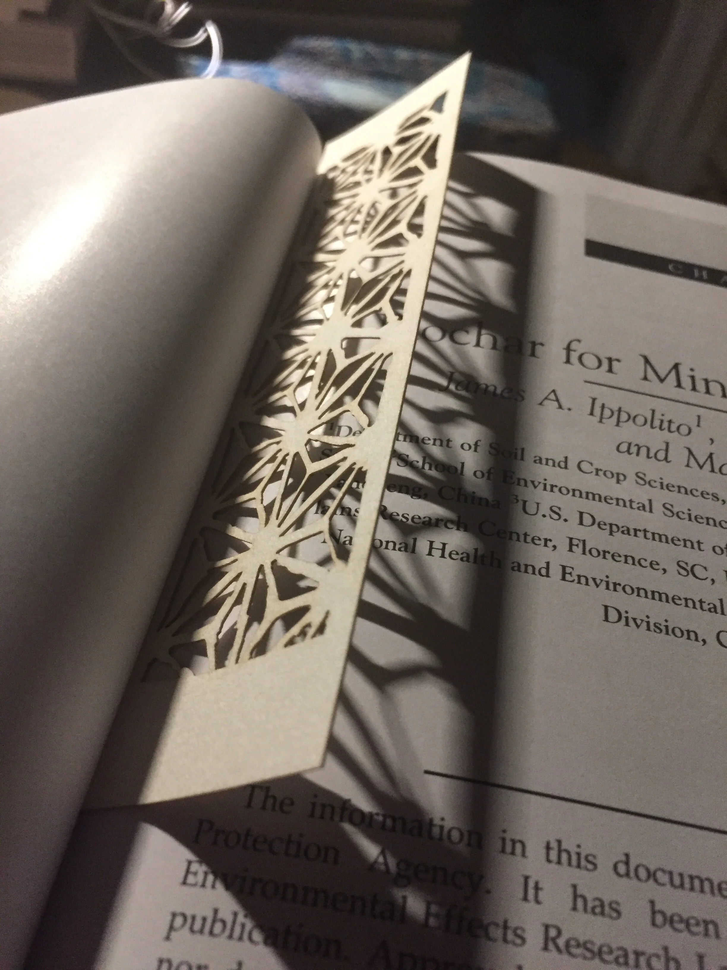 Kumiko Bookmark placed inside an open book