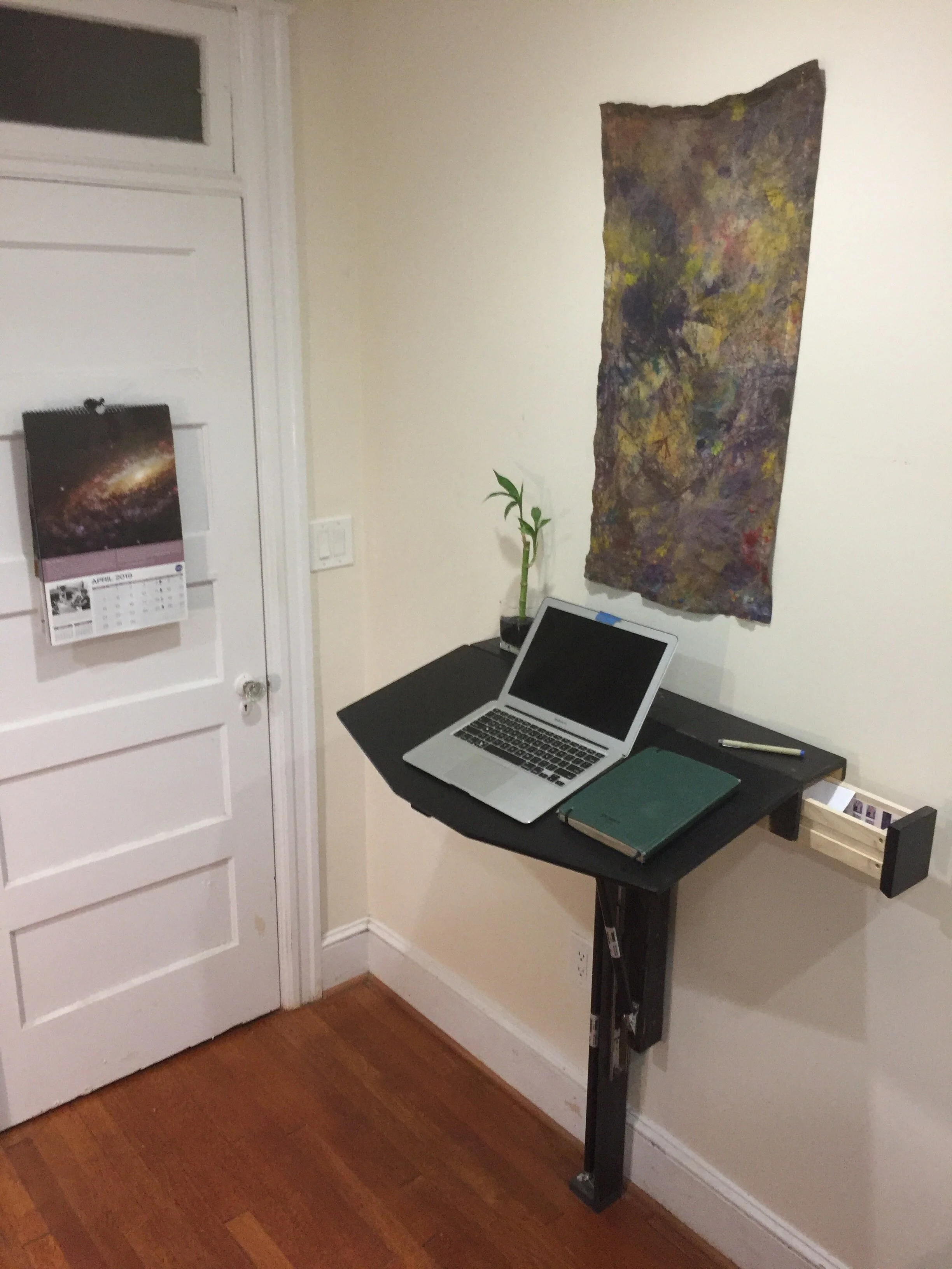 Handmade Space Way Desk unfolded, custom wooden desk crafted in Washington DC by Matthew McEntee