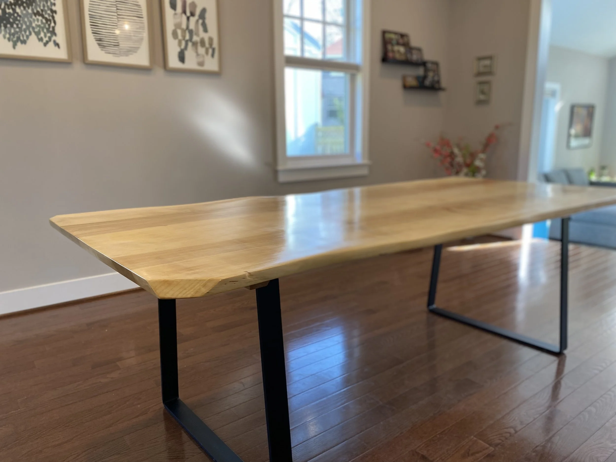 A slab table made from Silver Maple that grew onsite.