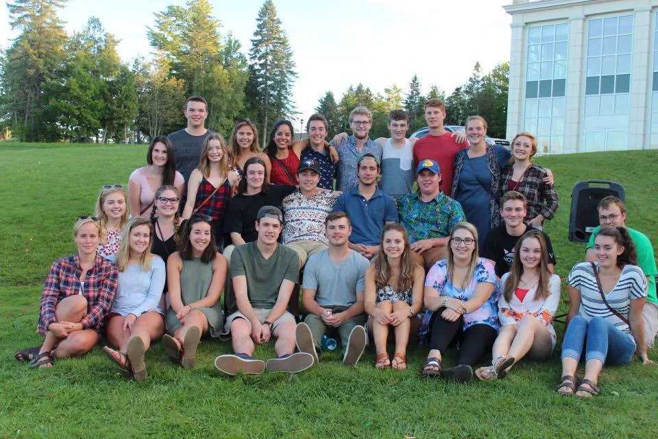 Pictured above: Carter's friends on his bench in the Quad. 
