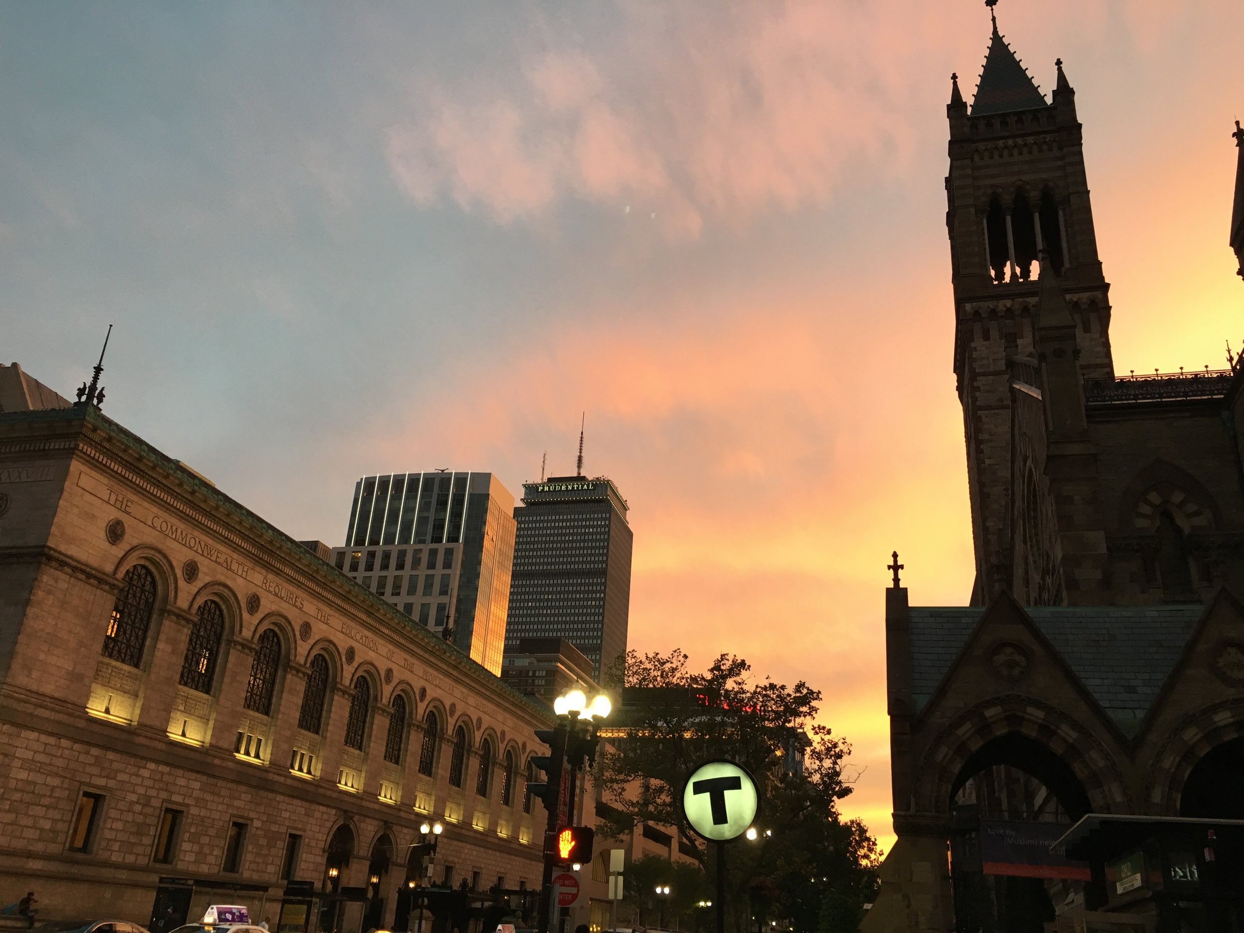 Photo of Old South Church and a T stop.