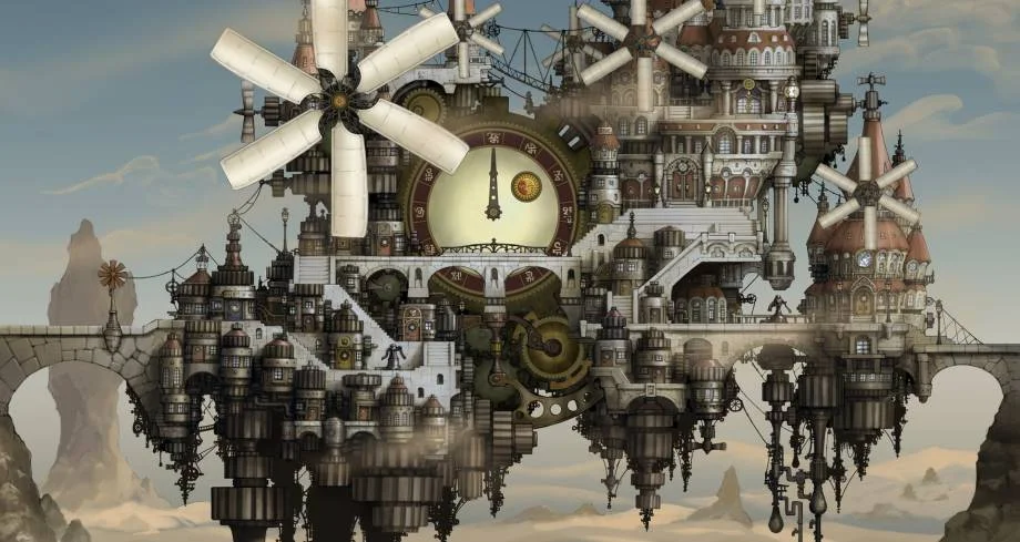 An example of one of the many wonderfully hand painted towns in the game.