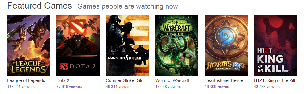 Here are the most popular games on Twitch on 10/25/16 at 4PM EST