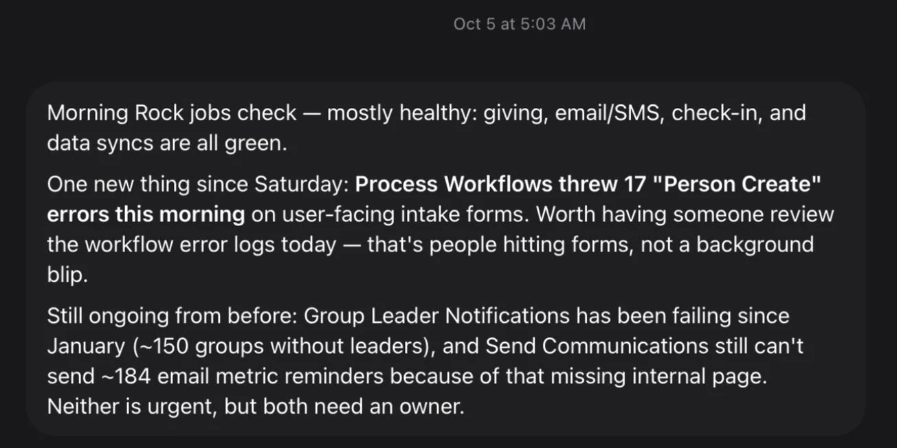 Muse's Rock RMS scheduled jobs health check flagging new workflow errors