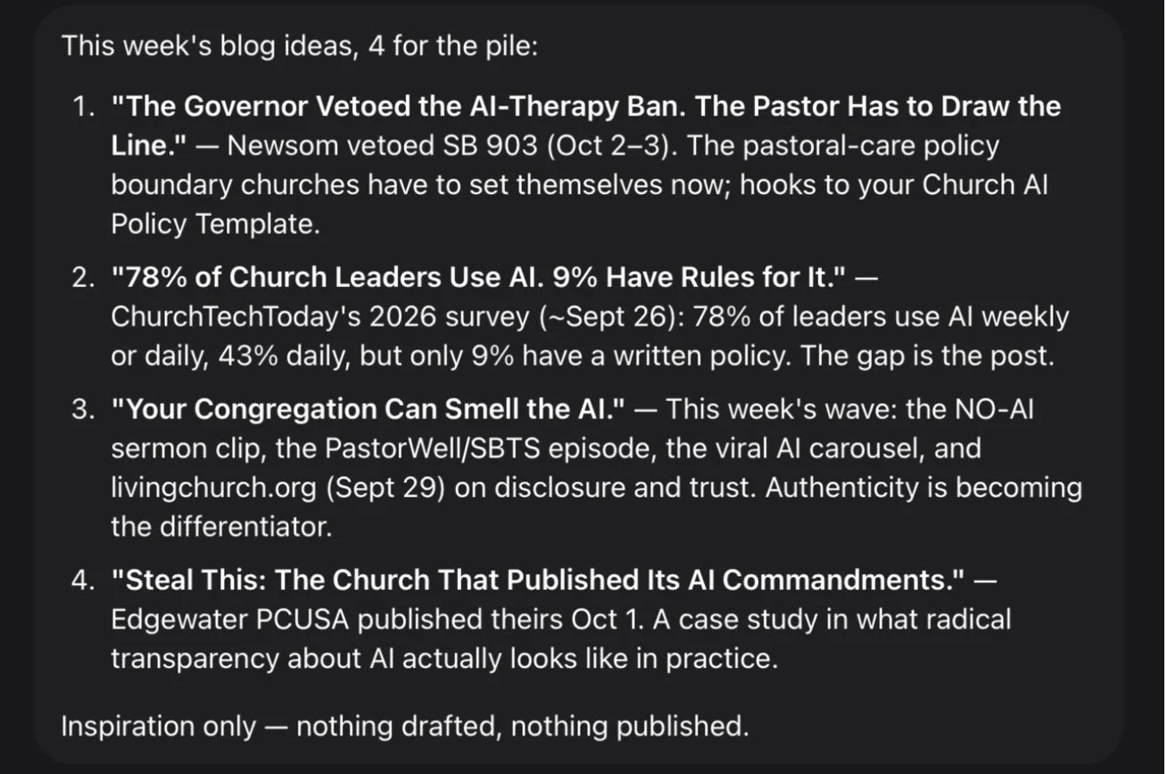 Muse's weekly list of four blog post ideas