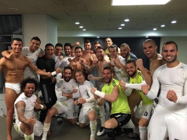 Cristiano Ronaldo and Co. celebrate their La Liga win over Barcelona as if they have won the Spanish Primera. (Photo via instagram.com/garethbale11)