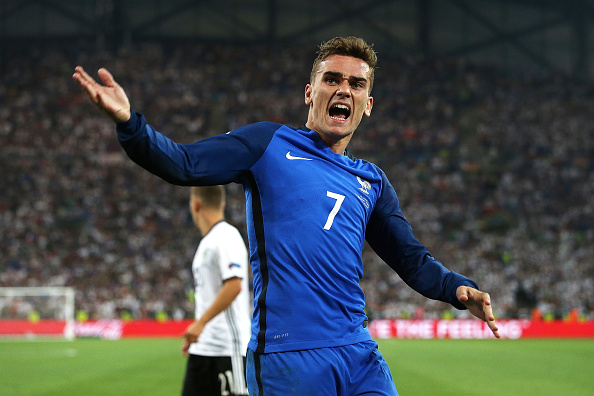 Antoine Griezmann scored twice to take France past the World Champs.  (Photo by Matthew Ashton - AMA/Getty Images)