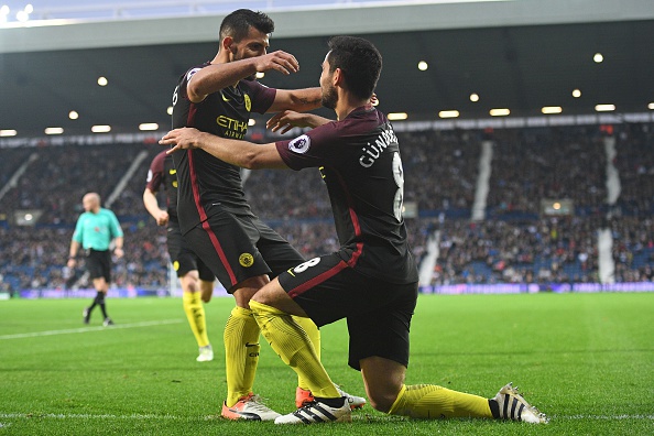 Gundogan and Aguero were phenomenal in City's win against West Brom. (Photo by Justin TALLIS/AFP/Getty Images)