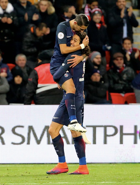 Cavani and Di Maria have been instrumental to everything positive that PSG have done this season. (Photo by FRANCK FIFE/AFP/Getty Images)