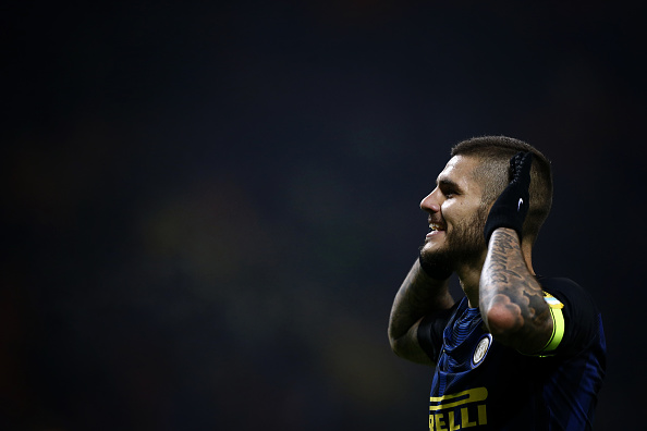 Mauro Icardi will be the man to go for Inter. He has 10 goals in 12 apps so far this season. (Photo by MARCO BERTORELLO/AFP/Getty Images)