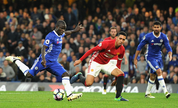 Kante delivers the cherry on top of the pie against United. (Photo by Darren Walsh/Getty Images)