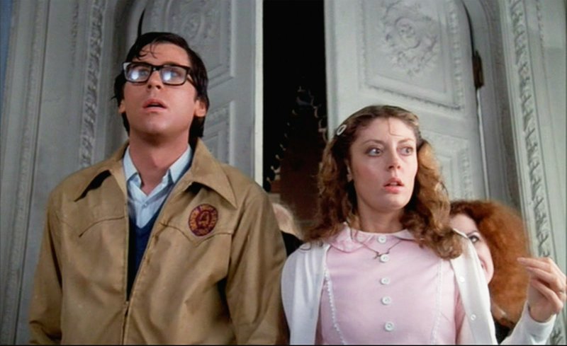 Barry Bostwick and Susan Sarandon star as the innocent young couple Brad and Janet in The Rocky Horror Picture Show.