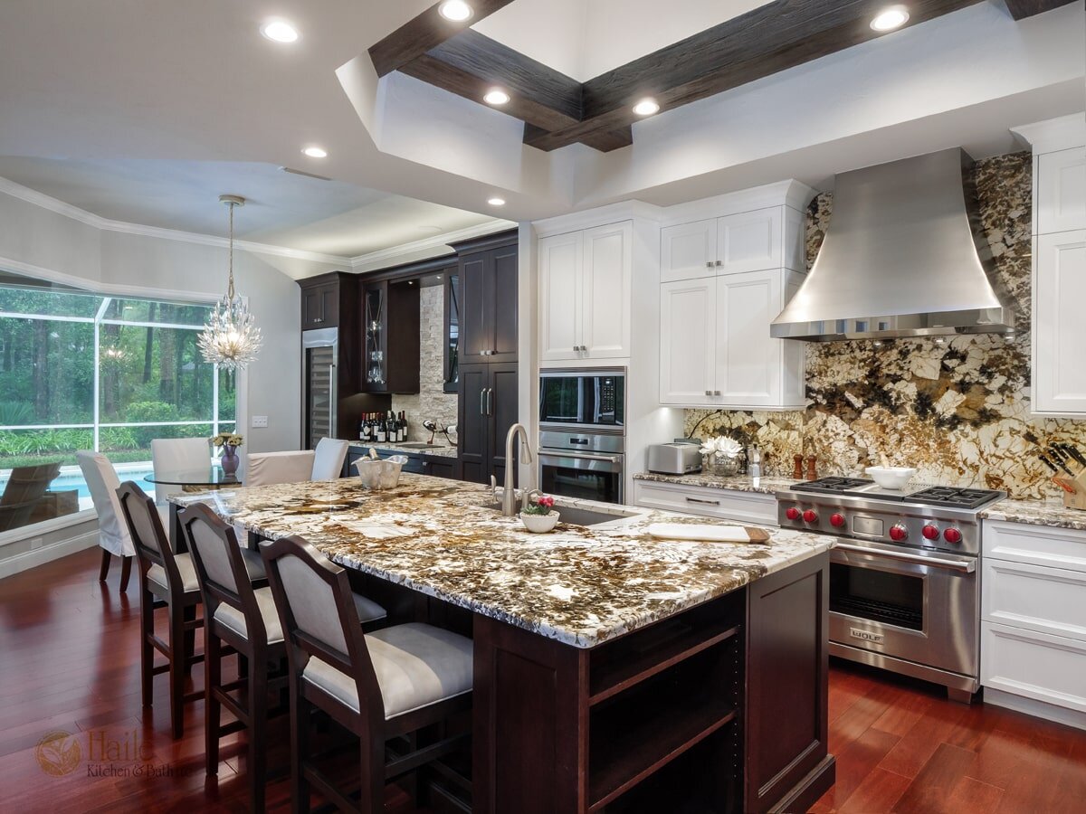 dark wood finish kitchen island
