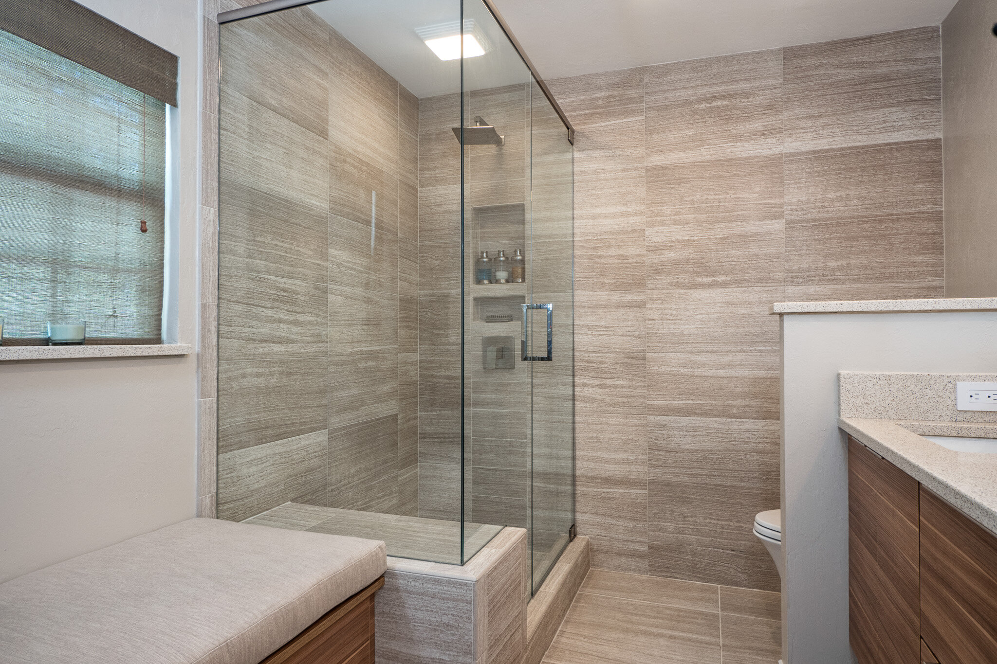 bathroom design with large format tile