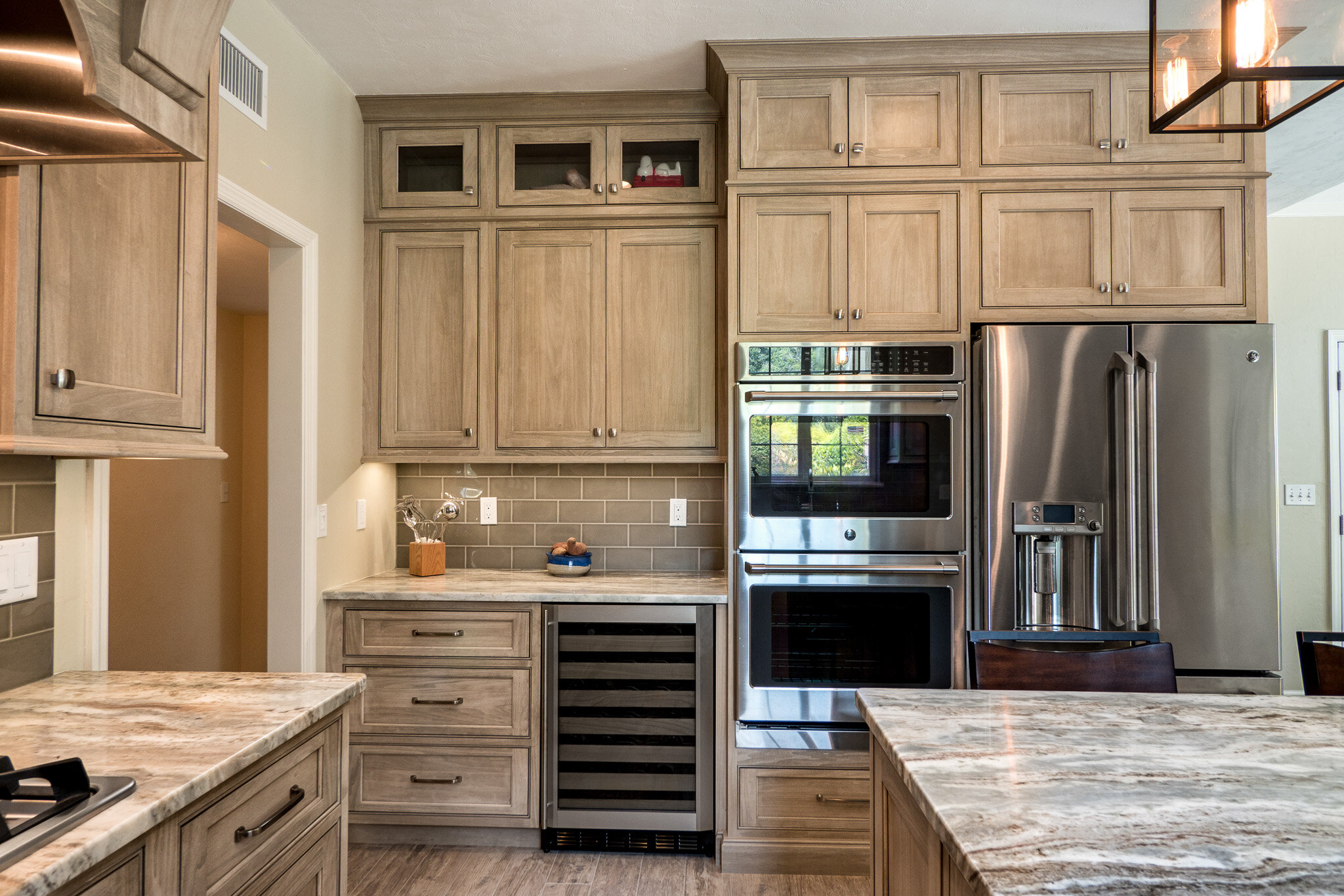 kitchen design with wood finish cabinets