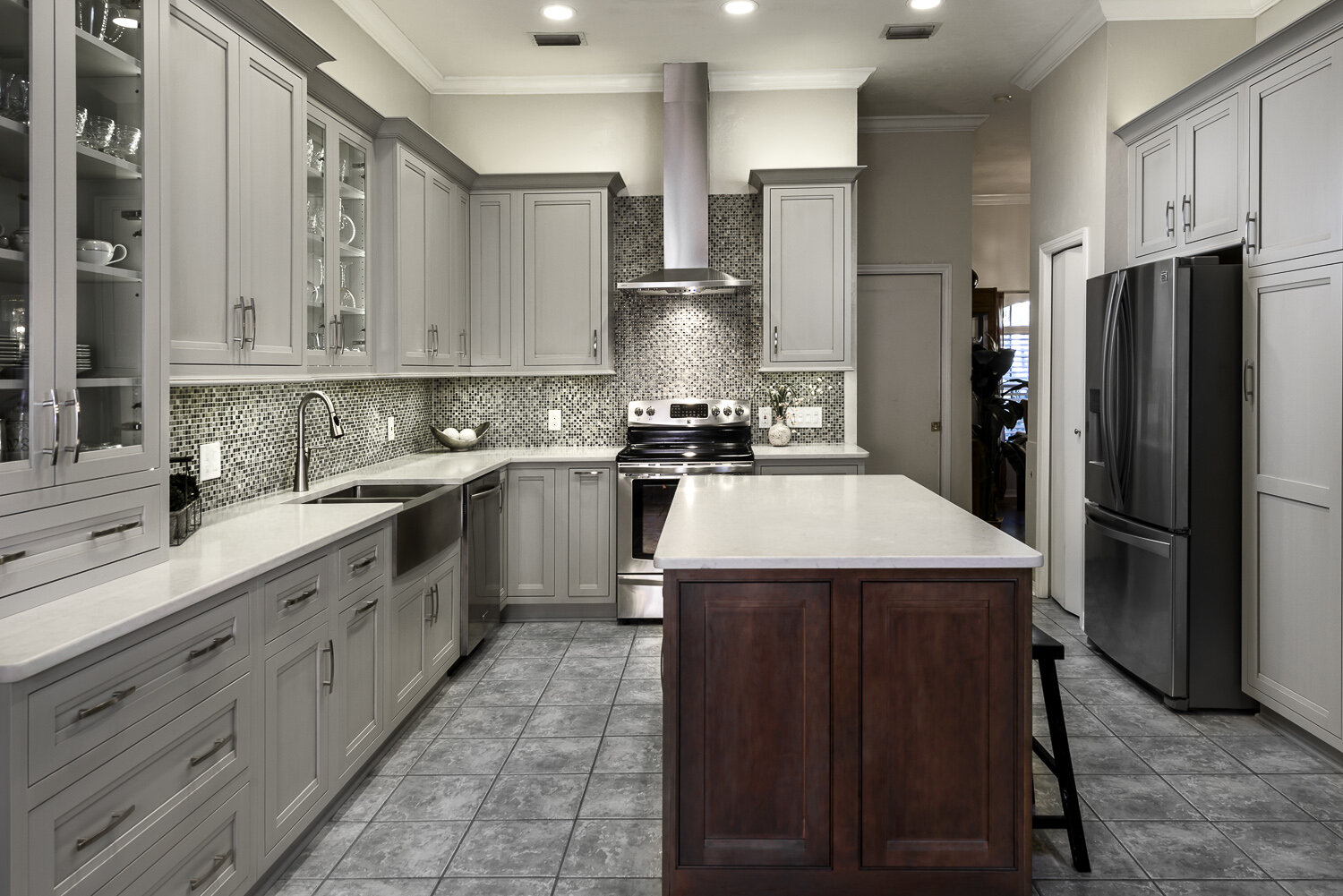 kitchen design with gray tiles