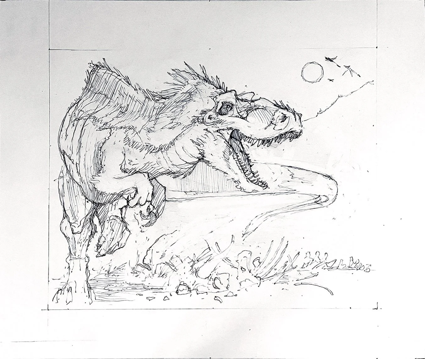 Alyxis Spencer Tyrannosaurus Drawing - 8 x 10 Original