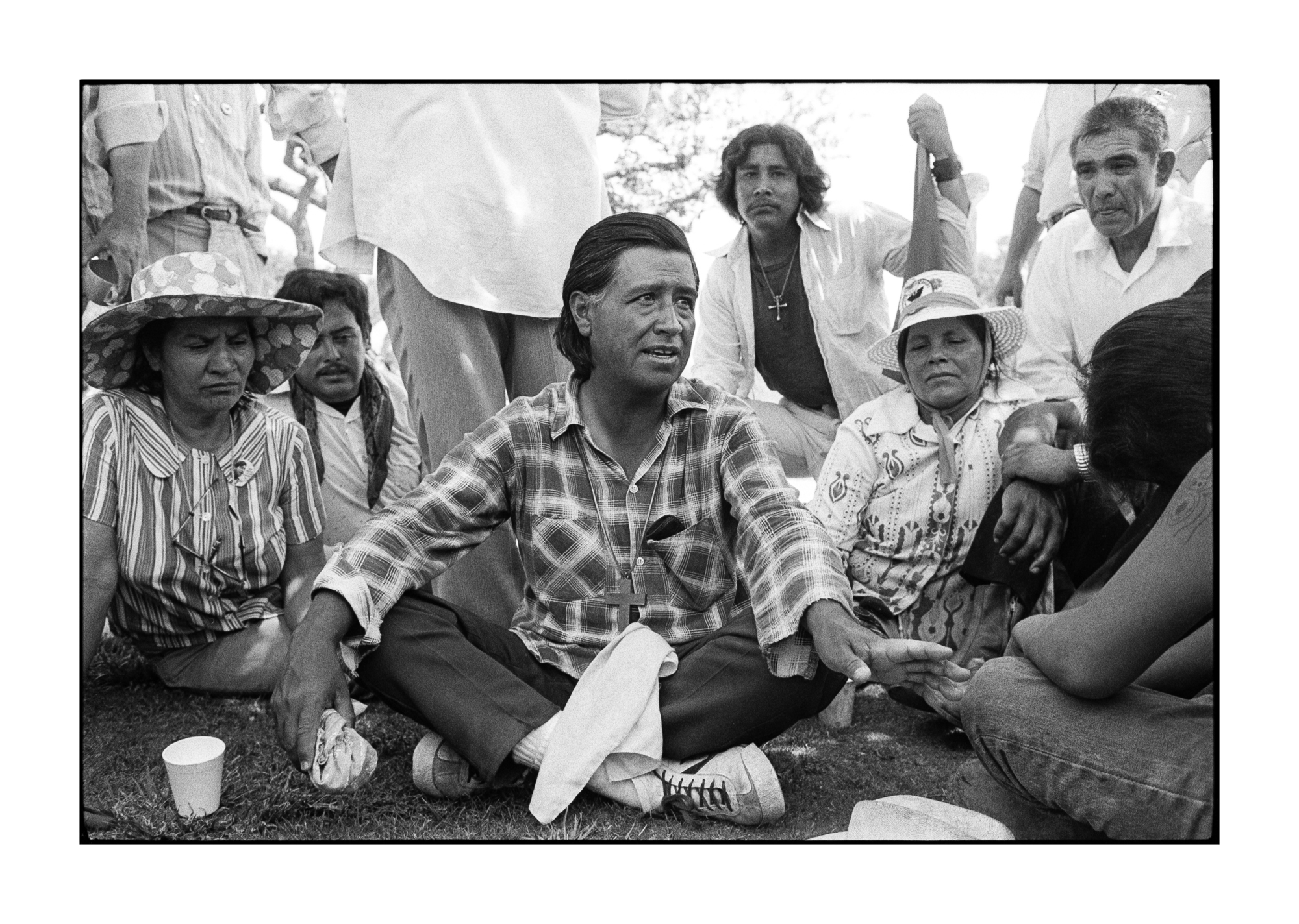 In 1974-75, I traveled up and down the valleys of California photographing the young men living in farm labor camps, the children and adults working together in the fields, and the United Farm Workers Union (UFW) organizers, with Cesar Chavez, talki