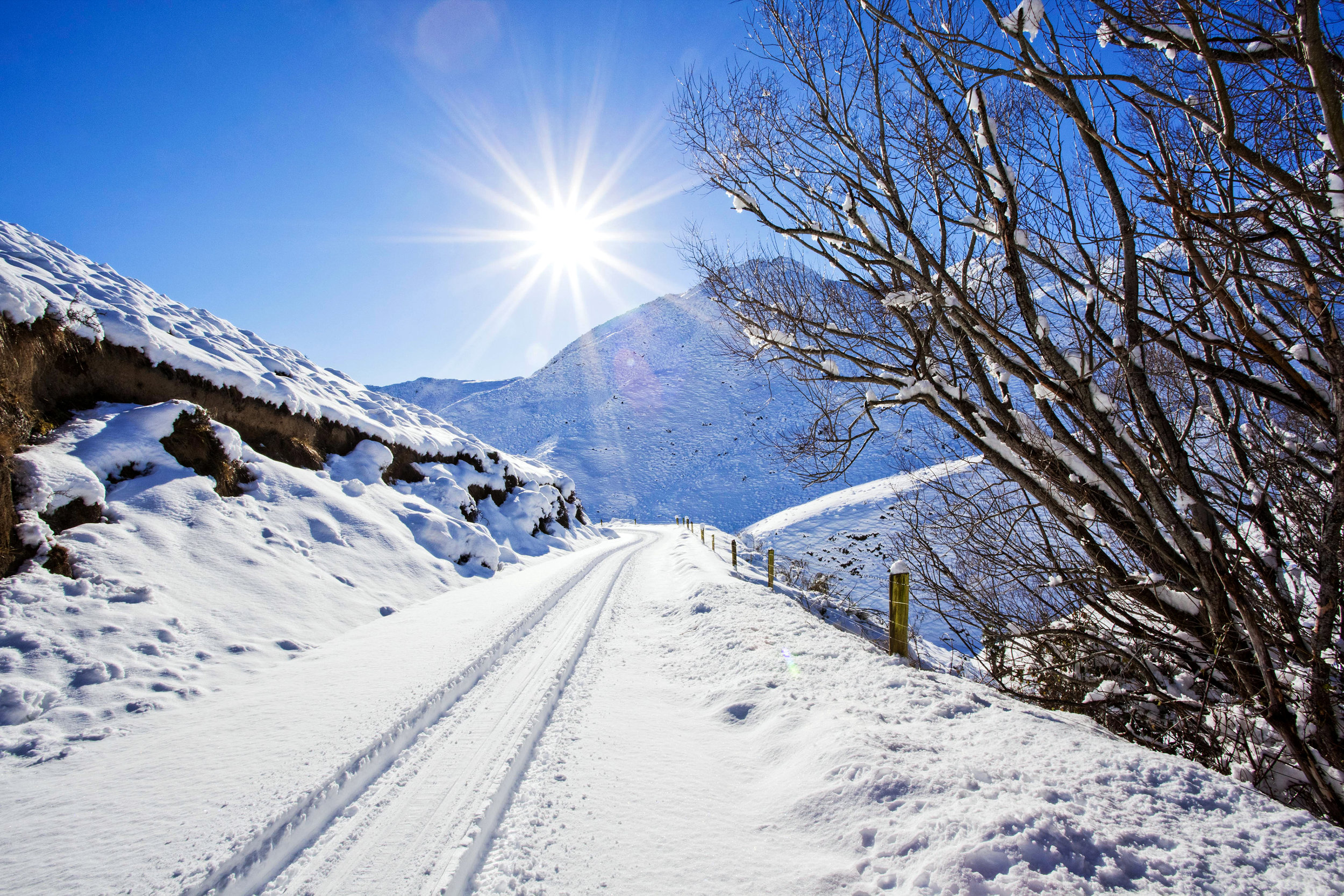 Winter Snow fall on a farm in North Canterbury New Zealand