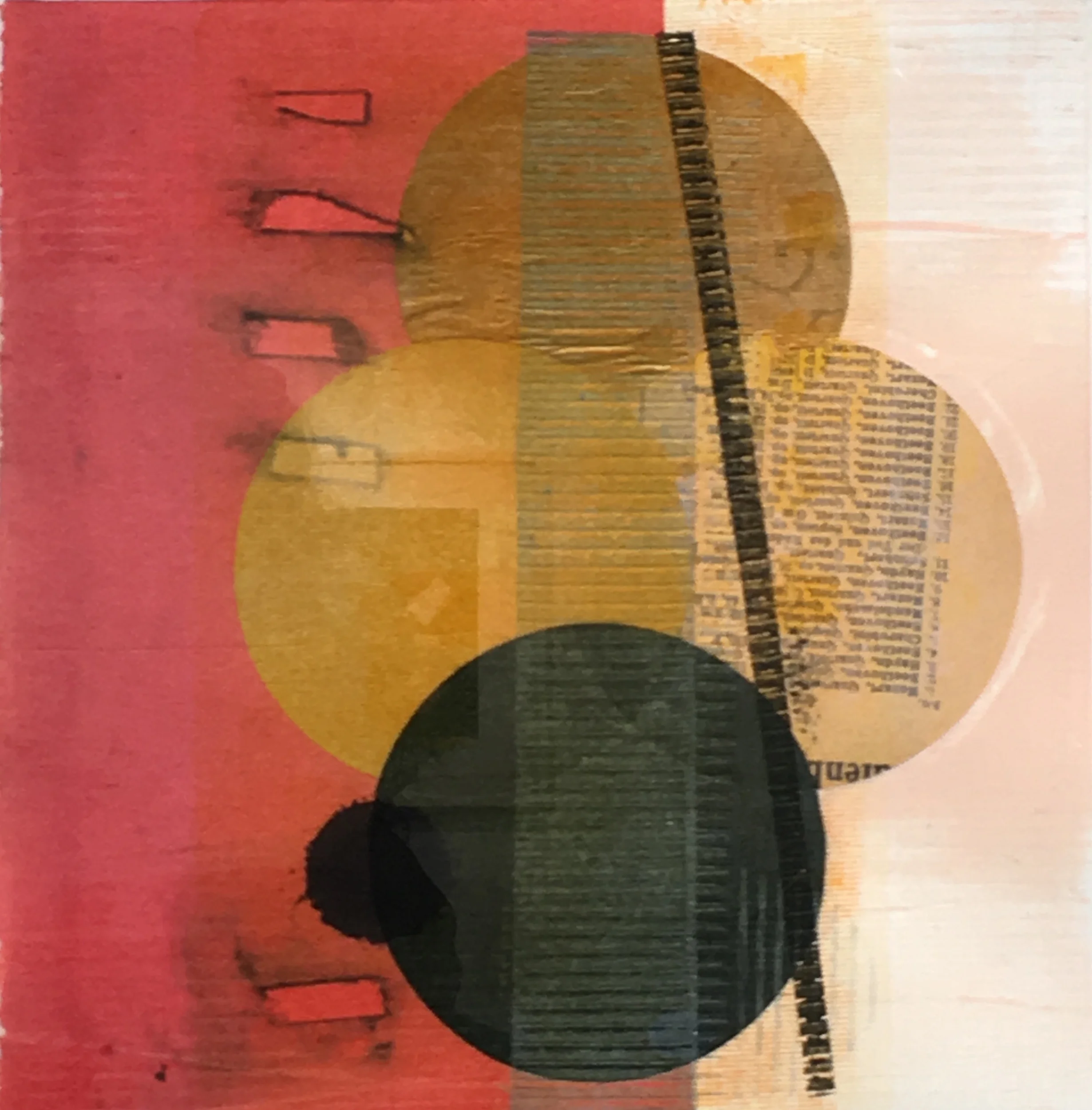 Emilio Lobato "1959" 2016. Monotype with Chine Colle. 22 x 22"