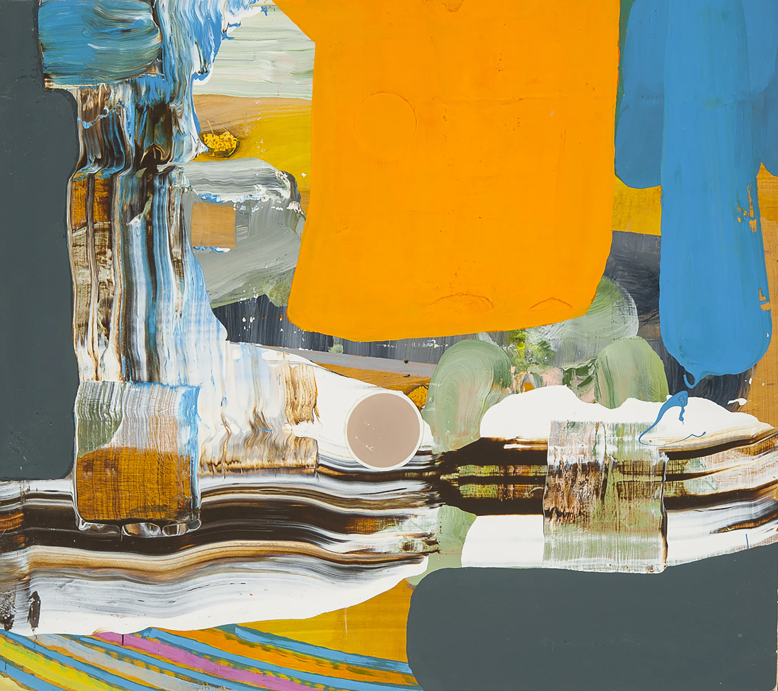 Agustin Pozo "Maria Dottir" 2014. Acrylic on Wooden Pane l and Paper Collage. 11 x 13"