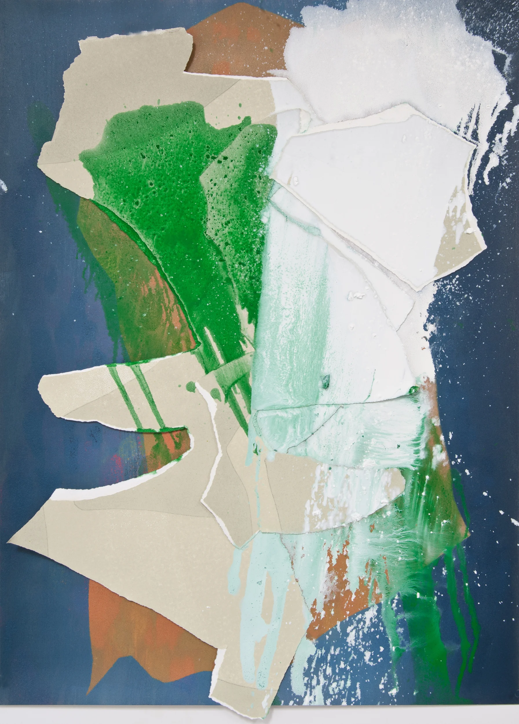 Kay Harvey "About Ice Series 5" 2013. Collage, Oil on Paper. 43 x 31 x 2"