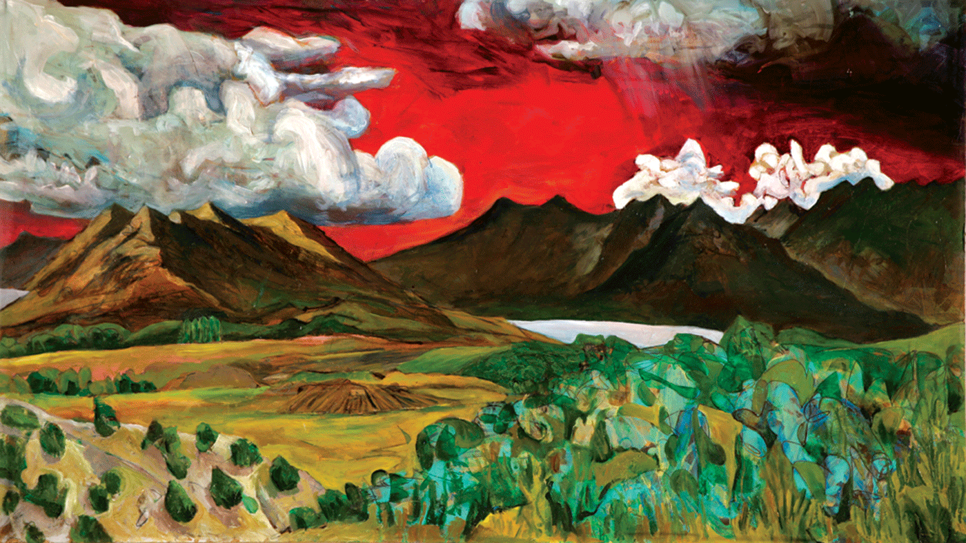 Looking North at Utah Valley / 2006 / 24”h x 40”w / acrylic & oil paint on panel