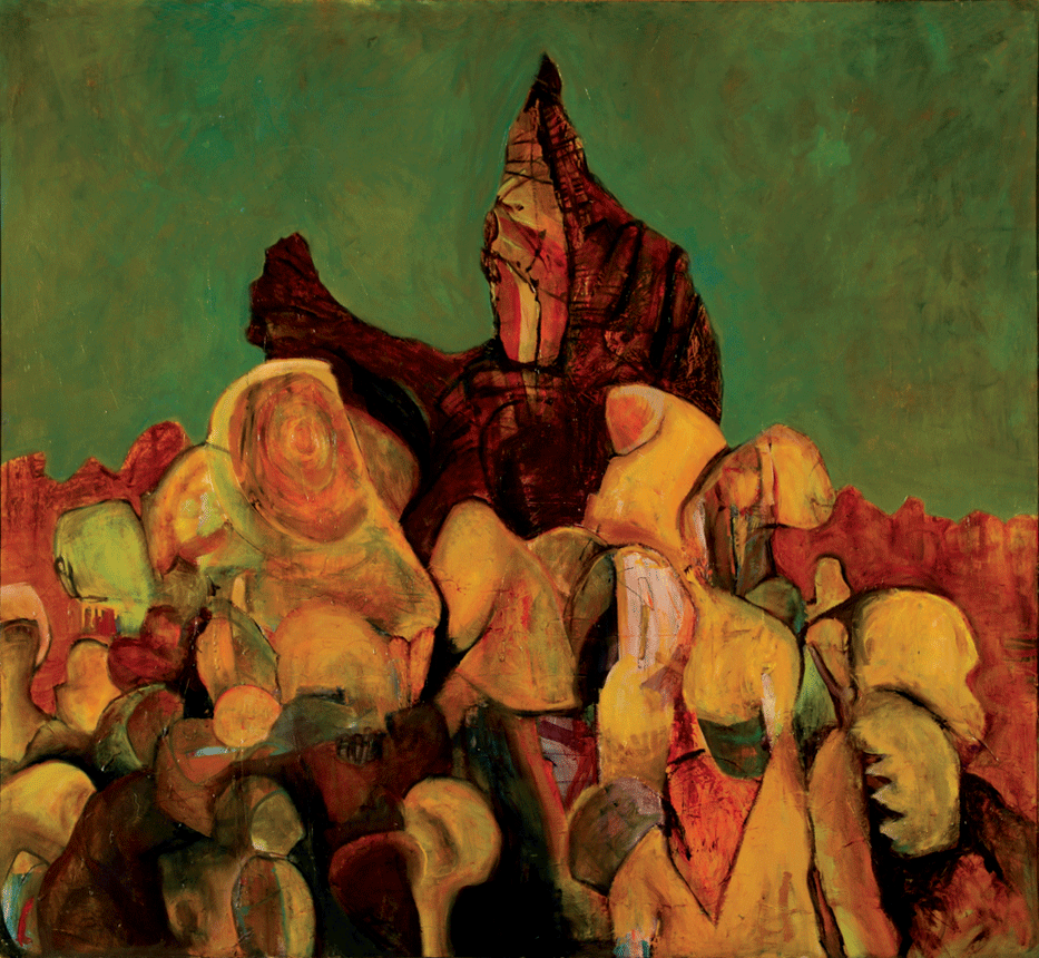 Wizard of Goblin Valley / 2000 / 40”h x 48”w / acrylic, ink, aerosol & oil paint on canvas