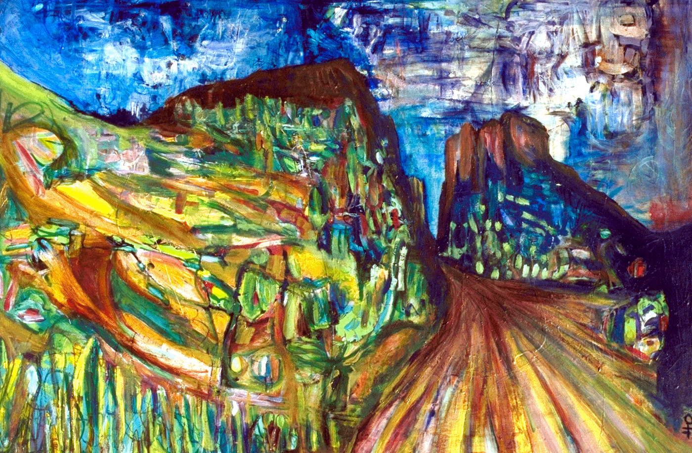 Parowan Gap / 1999 / 436h x 48”w / acrylic, ink, aerosol & oil paint on panel