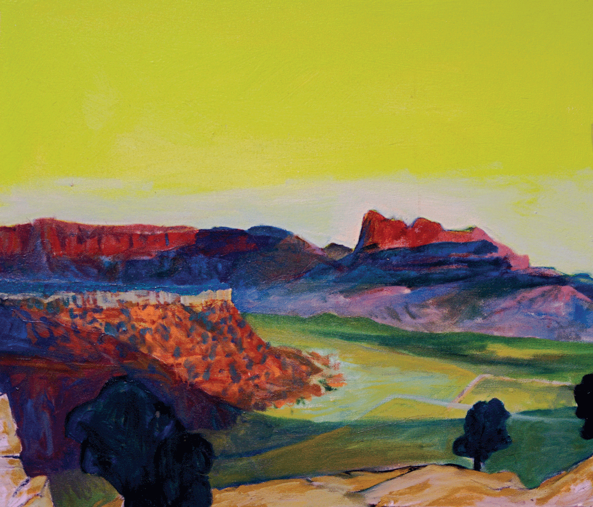 Eagle Crags & the Virgin Gorge / 2012 / 34”h x38”w / acrylic, ink, aerosol & oil paint on canvas