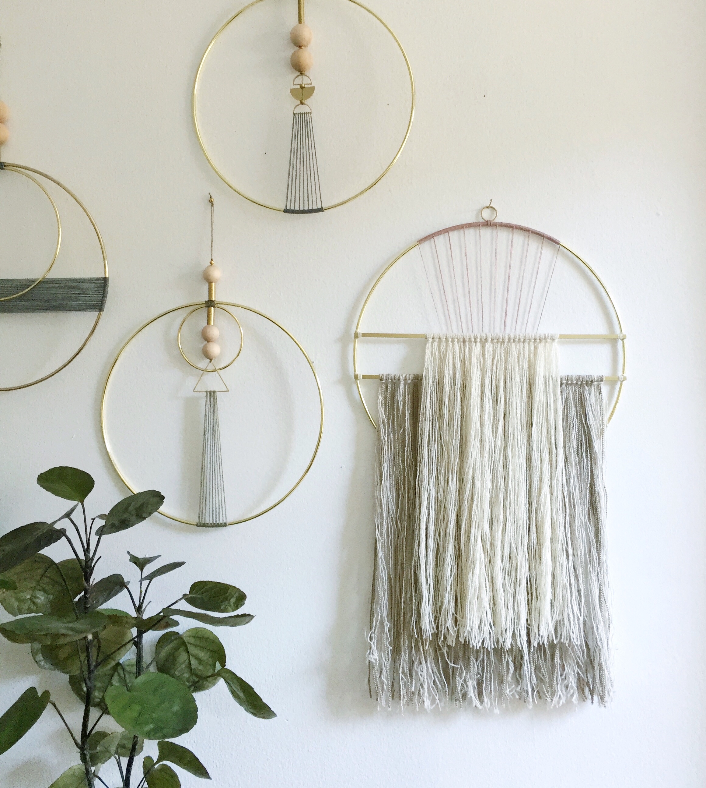 Attalie Dexter Home + Accessories - Medium Doorway Wall Hanging Modern Macrame Minimal Brass Wall Art Fringed