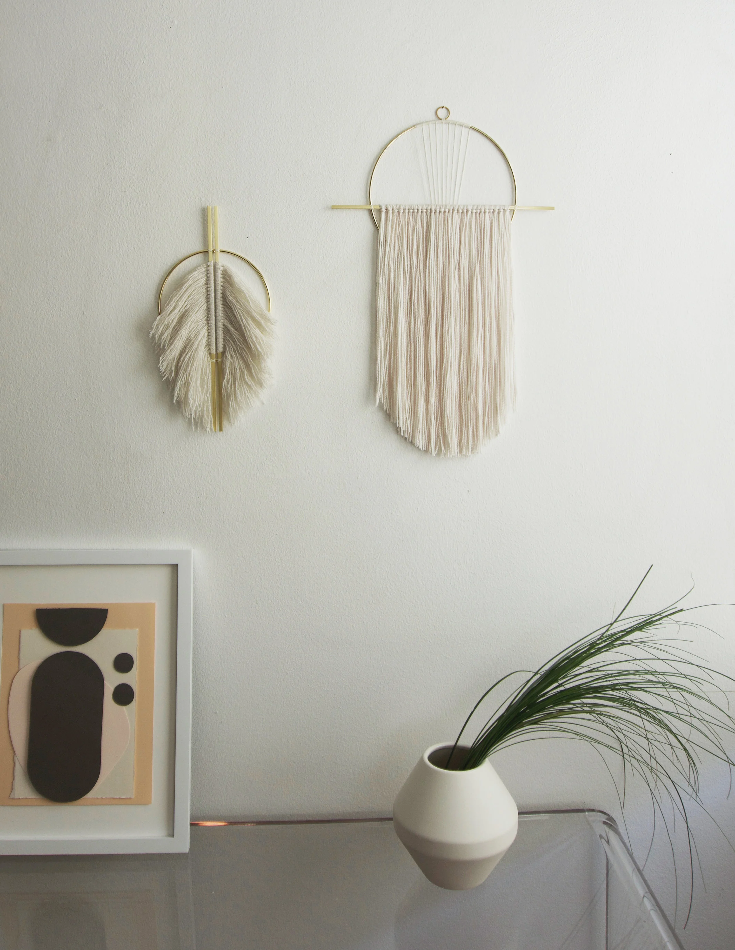 Attalie Dexter Home Horizon Wall Hanging Modern Macrame Minimal Brass Wall Art Fringed
