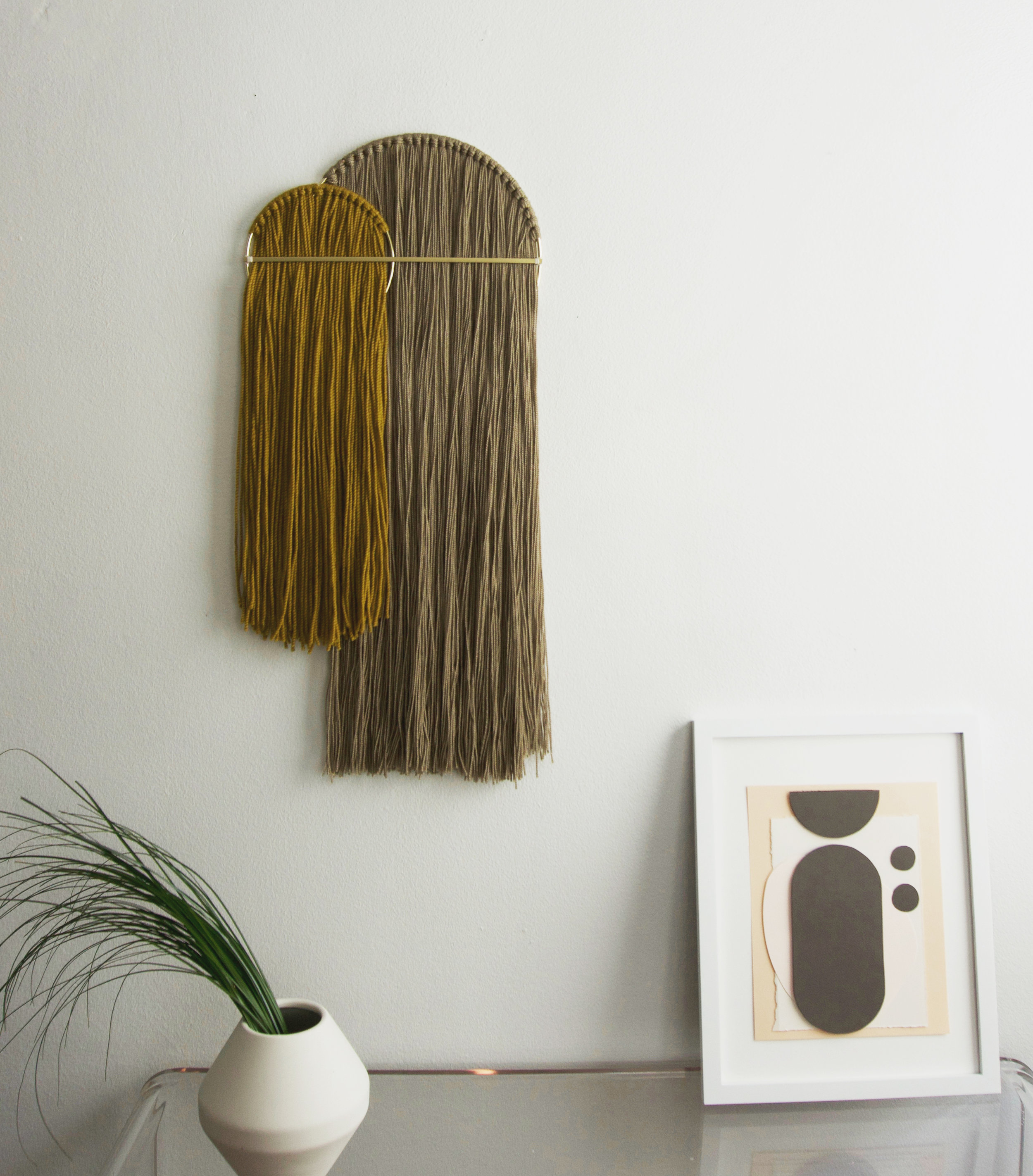 Attalie Dexter Home + Accessories - Reflections Wall Hanging Modern Macrame Minimal Brass Wall Art Fringed