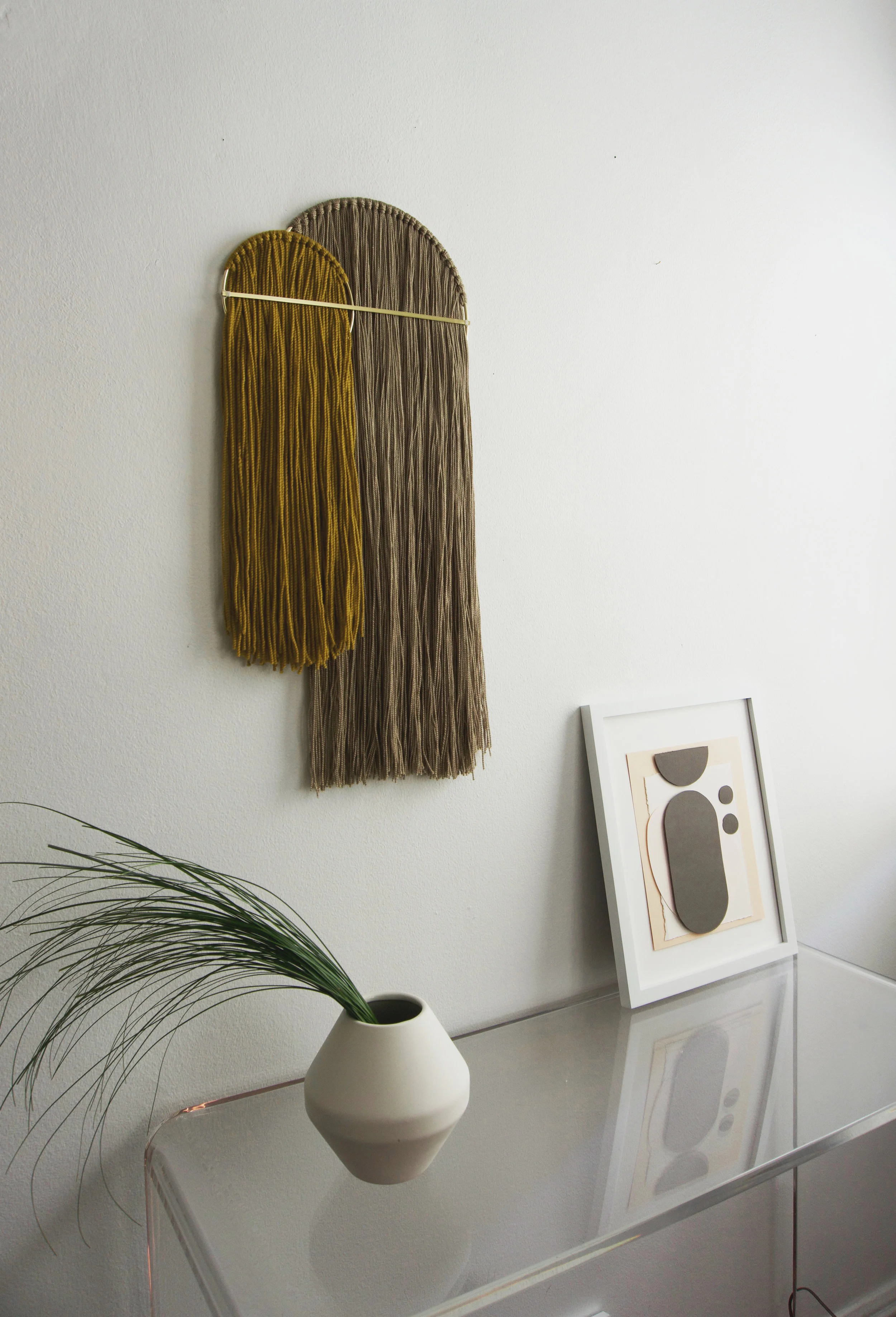 Attalie Dexter Home + Accessories - Reflections Wall Hanging Modern Macrame Minimal Brass Wall Art Fringed